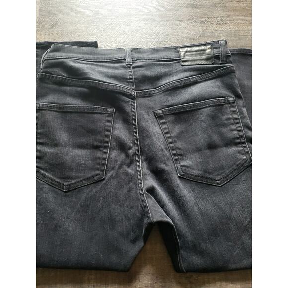 R13 The Drop Jeans Sz 26 Black Denim Stretch Slouchy Crop High Rise (V6 - Picture 10 of 11